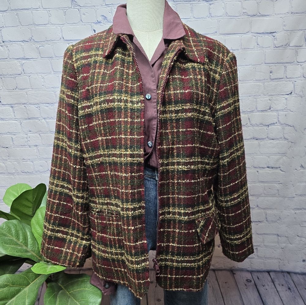 Vintage Sag Harbor Plaid Jacket - Size 16